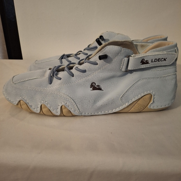LDECK Men's Ankle Suede Tan and Baby Blue Athletic Shoes with Sporty Design - Picture 3 of 6